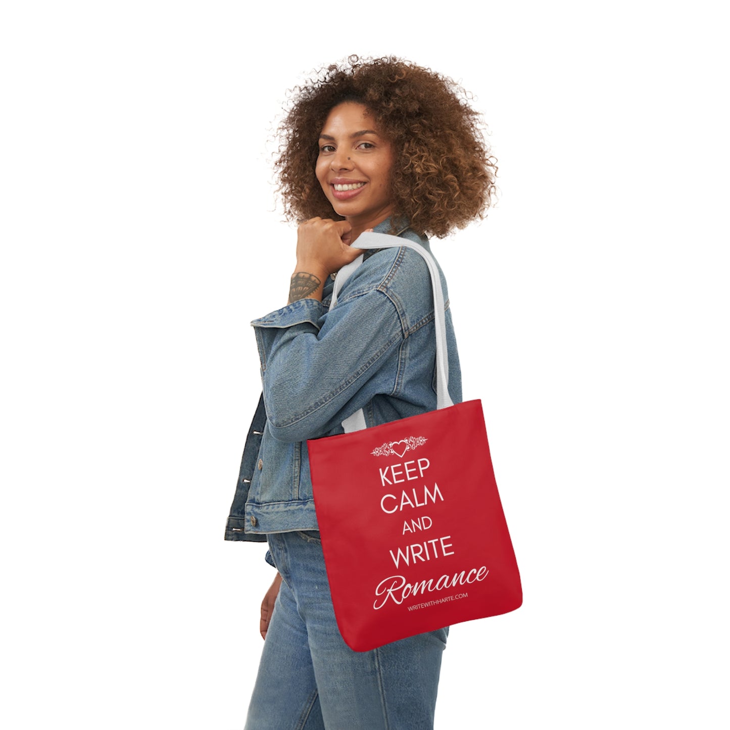 Keep Calm and Write Romance 13x13 canvas tote