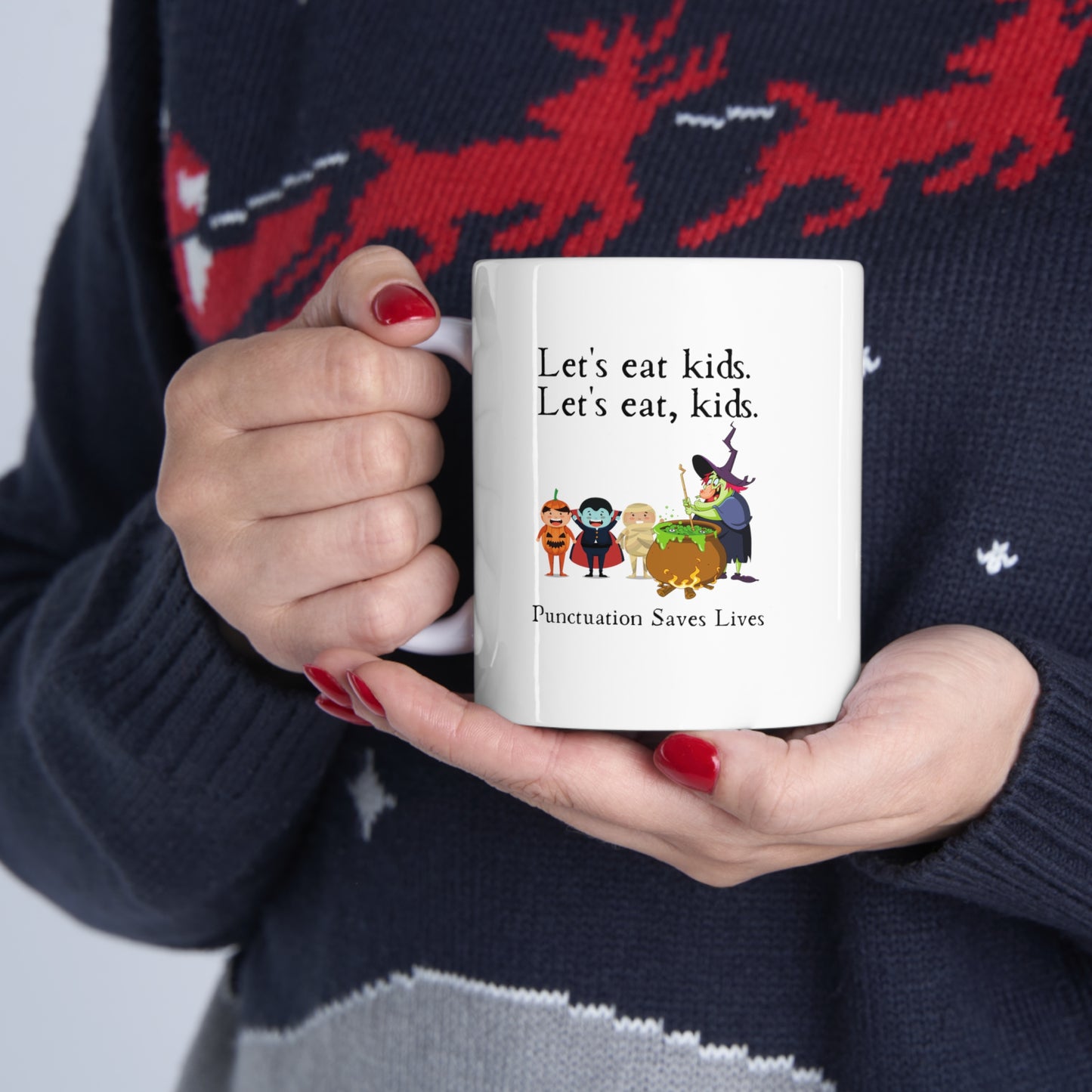 Let's Eat Kids Mug, Funny Grammar Mug, Punctuation Mug, English Teacher Mug, Punctuation Saves Lives Mug, Halloween Mug