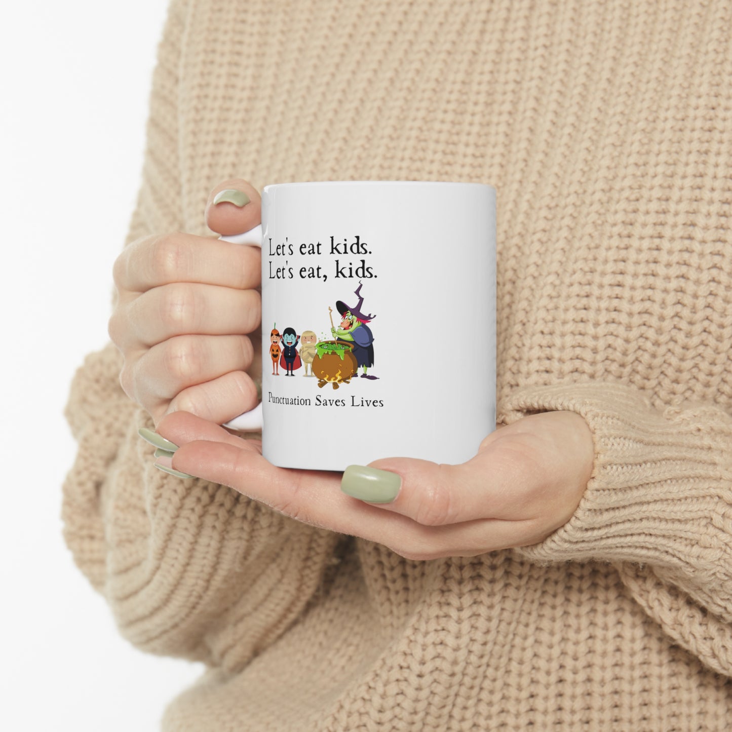 Let's Eat Kids Mug, Funny Grammar Mug, Punctuation Mug, English Teacher Mug, Punctuation Saves Lives Mug, Halloween Mug