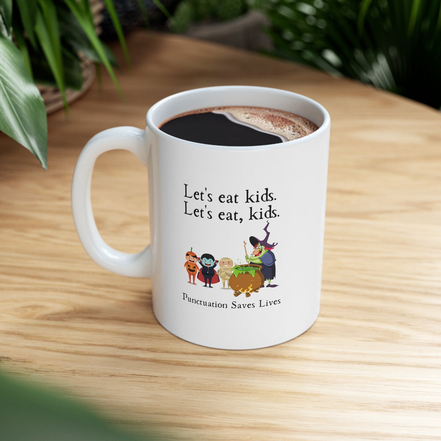 Let's Eat Kids Mug, Funny Grammar Mug, Punctuation Mug, English Teacher Mug, Punctuation Saves Lives Mug, Halloween Mug