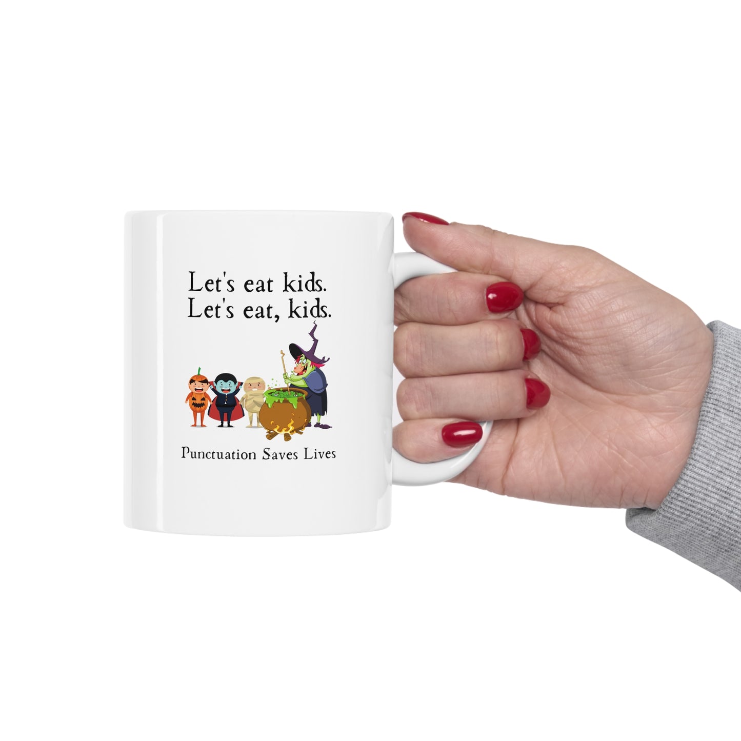 Let's Eat Kids Mug, Funny Grammar Mug, Punctuation Mug, English Teacher Mug, Punctuation Saves Lives Mug, Halloween Mug