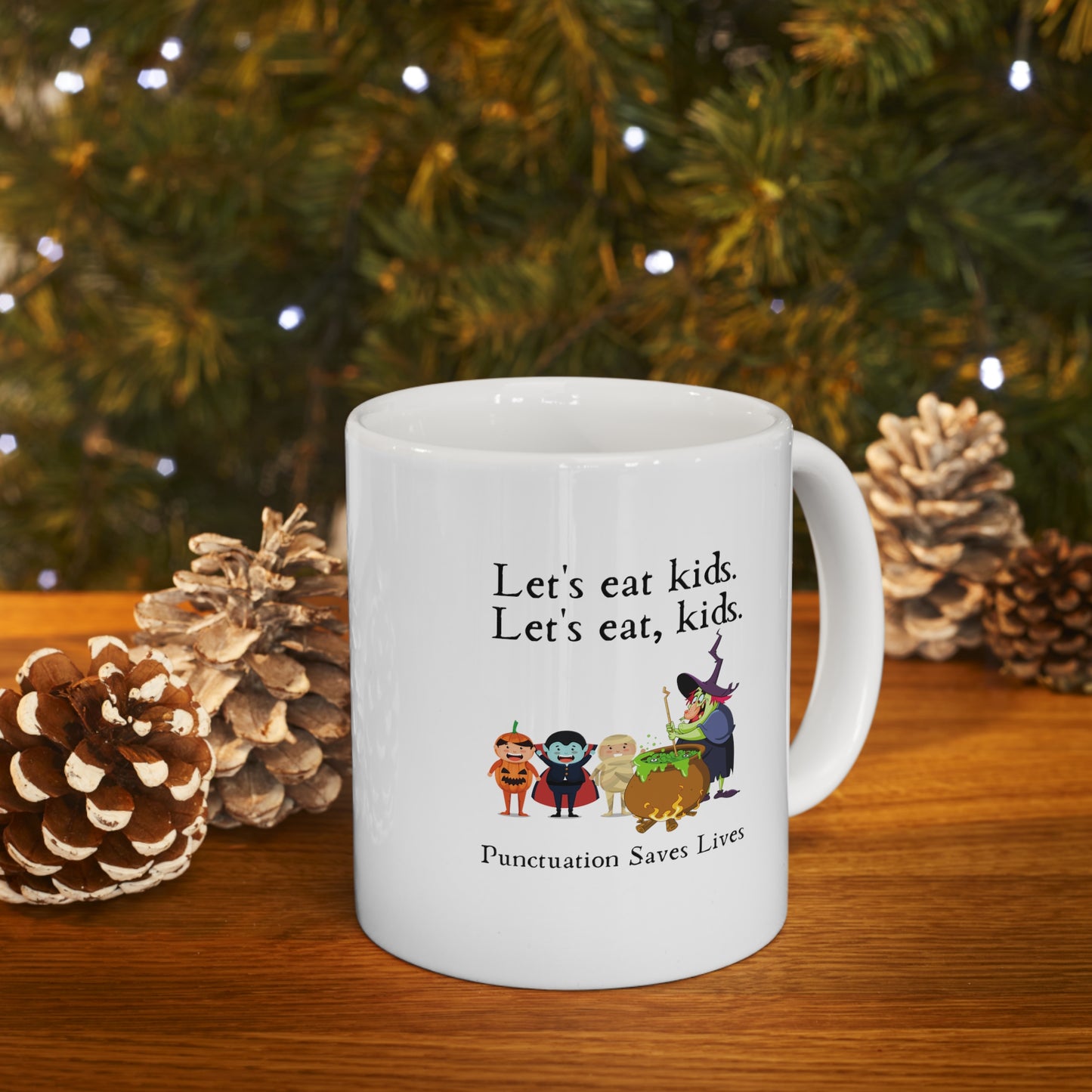 Let's Eat Kids Mug, Funny Grammar Mug, Punctuation Mug, English Teacher Mug, Punctuation Saves Lives Mug, Halloween Mug