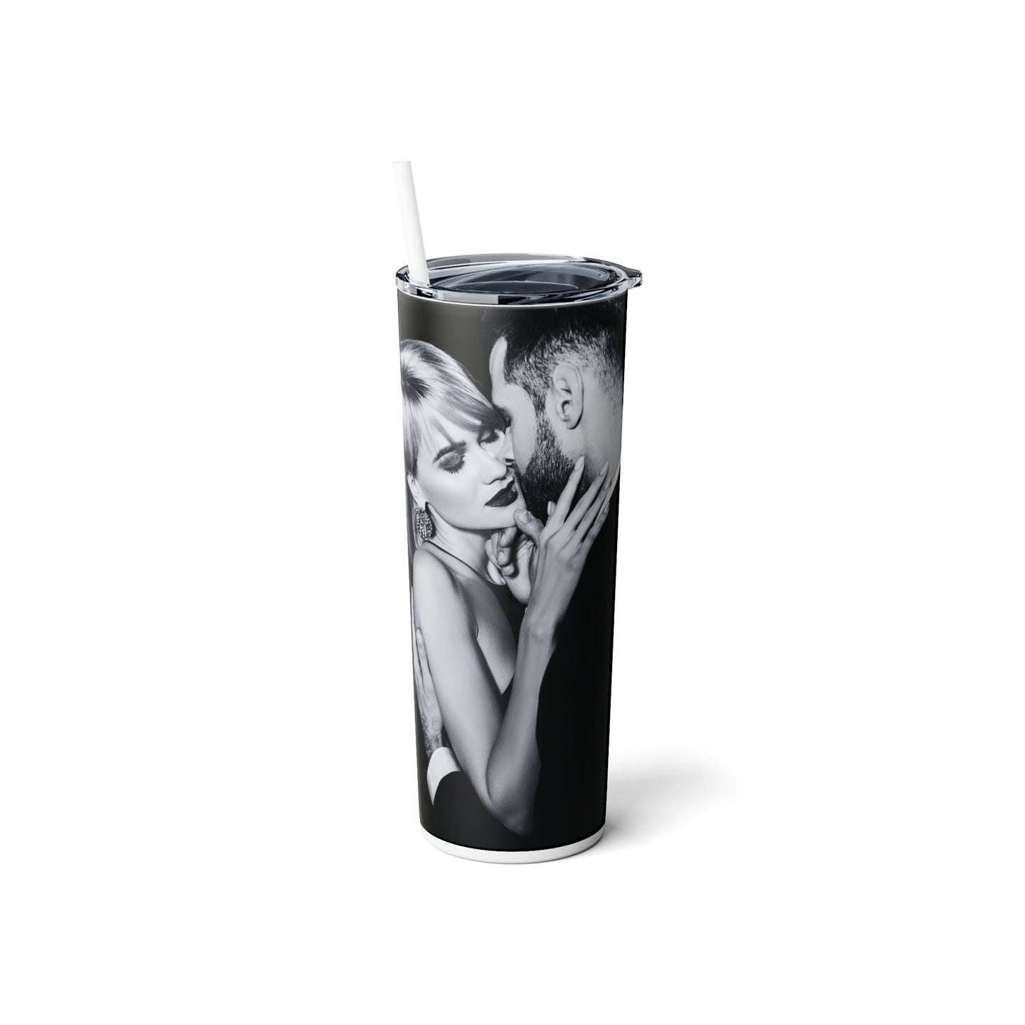 He tastes like chocolate and sin: Deadly Valentine Skinny Steel Tumbler with Straw, 20oz