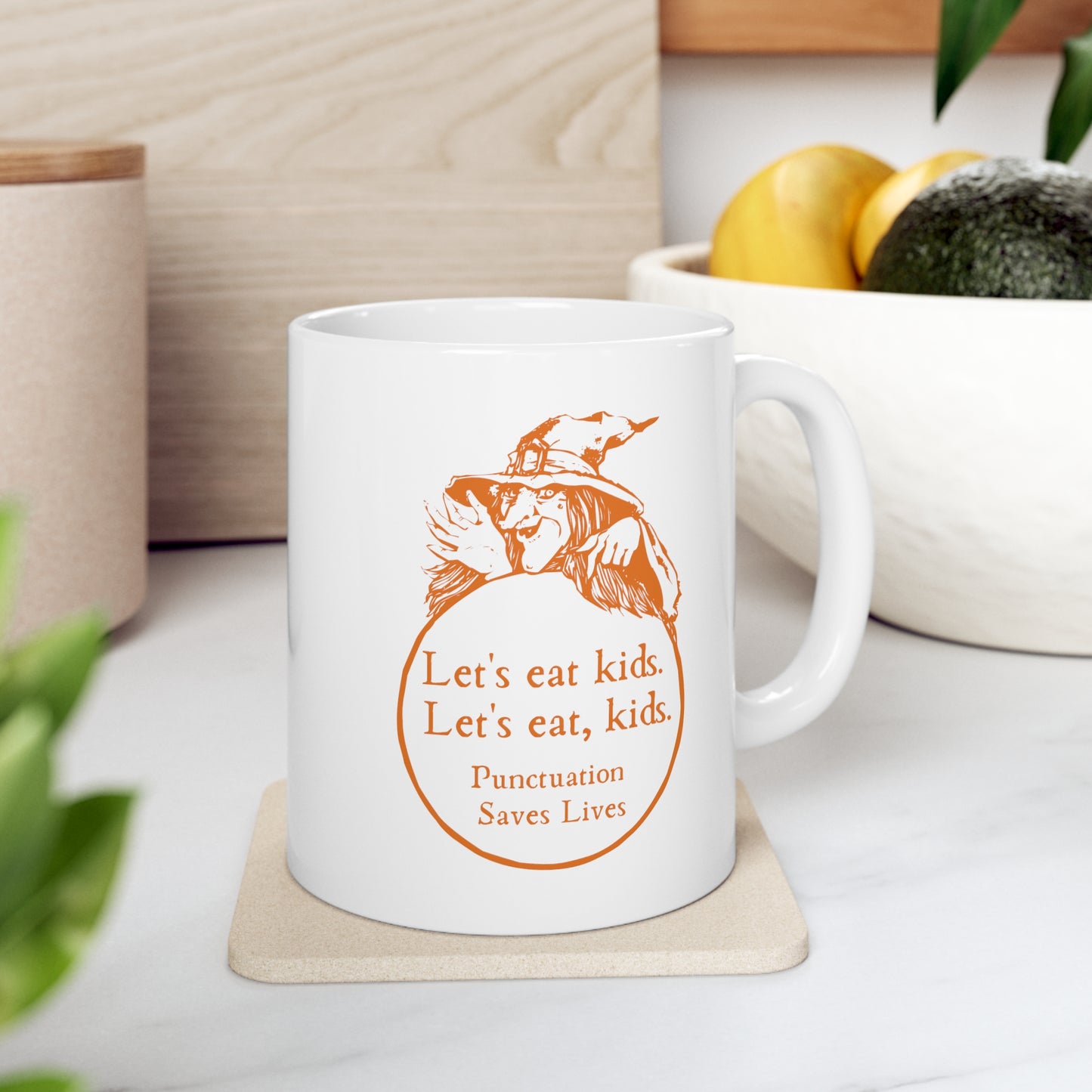 Let's Eat Kids Mug, Funny Grammar Mug, Punctuation Mug, English Teacher Mug, Punctuation Saves Lives Mug, Halloween Mug