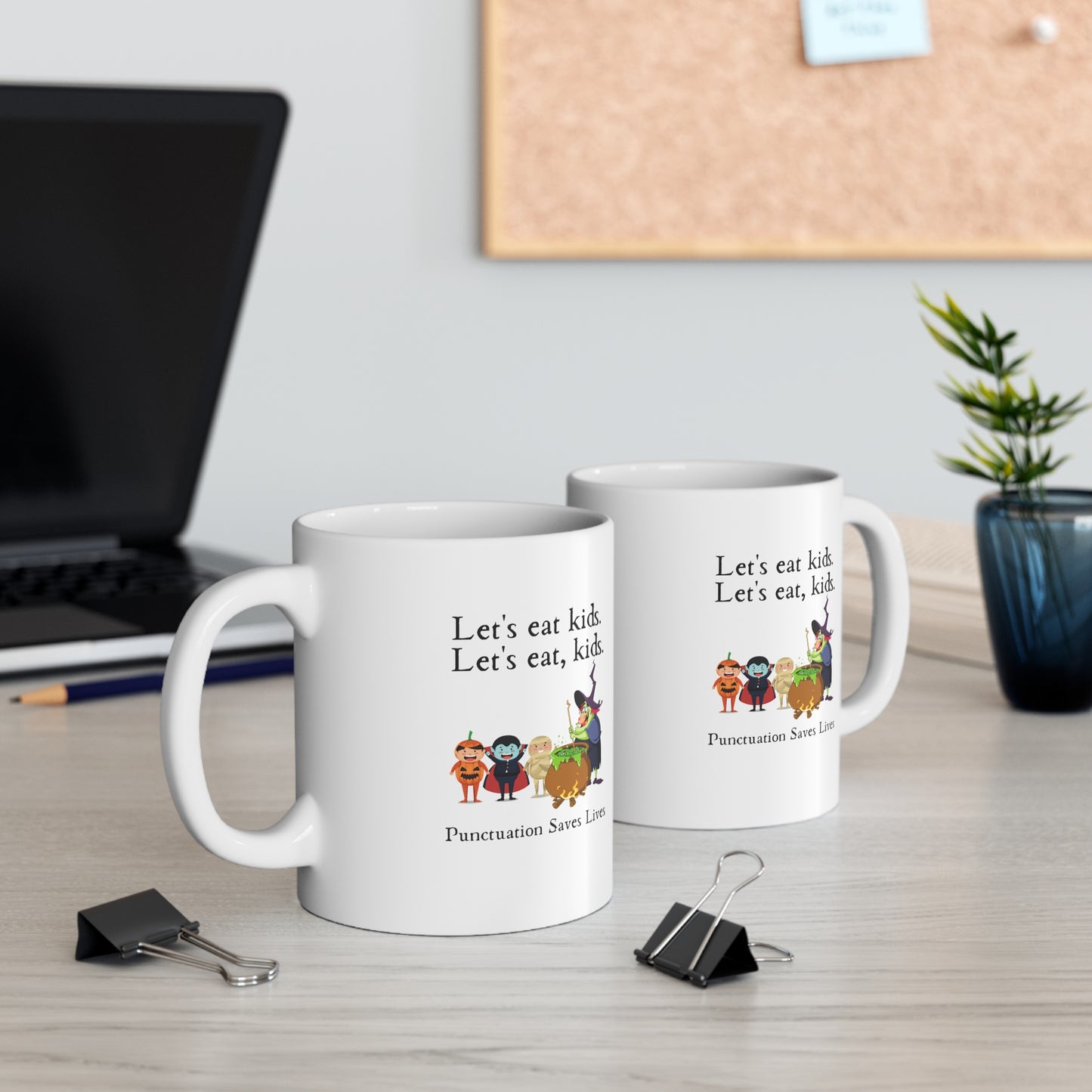 Let's Eat Kids Mug, Funny Grammar Mug, Punctuation Mug, English Teacher Mug, Punctuation Saves Lives Mug, Halloween Mug